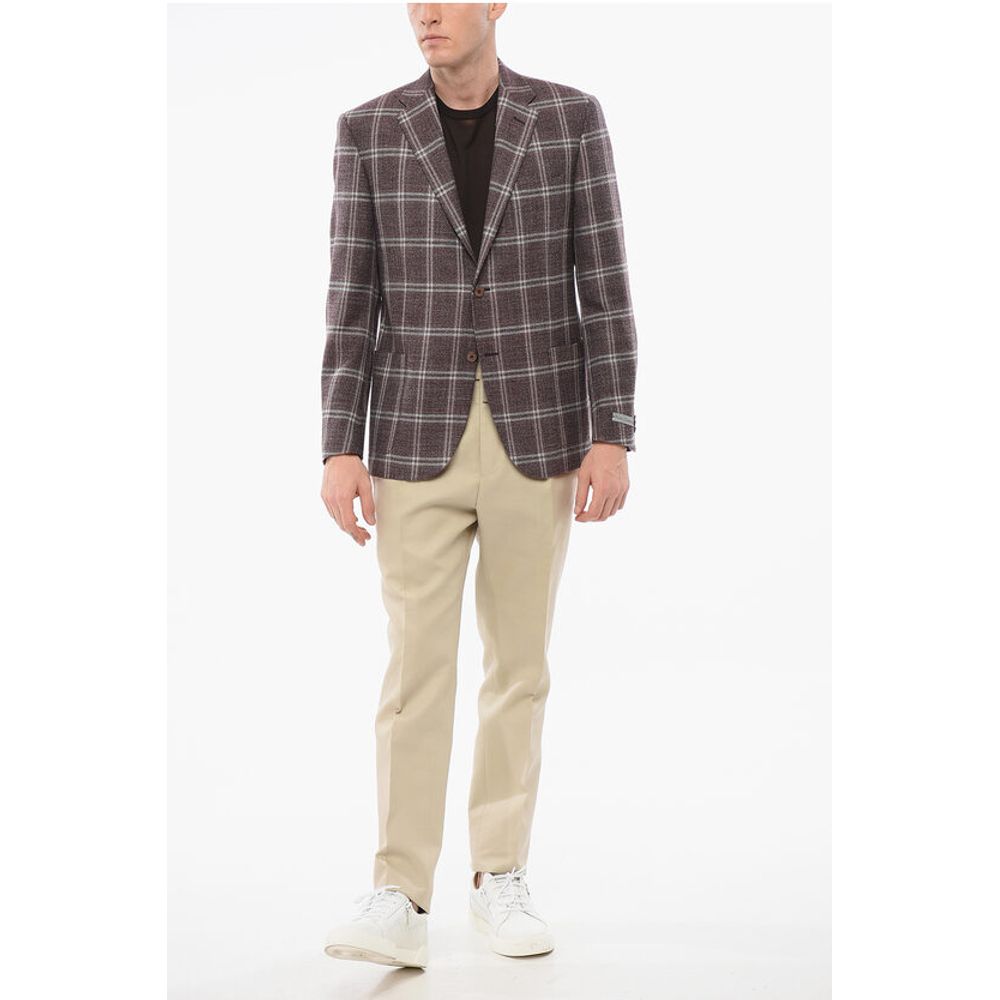 Nino Danieli Checkered Motif Wool Single Breasted Blazer - Image 5