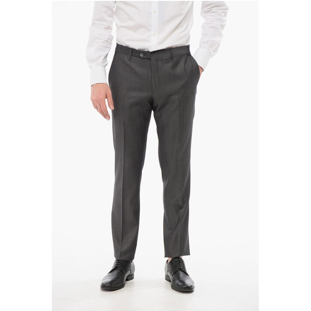 Corneliani Cool Wool Pants with Striped Motif