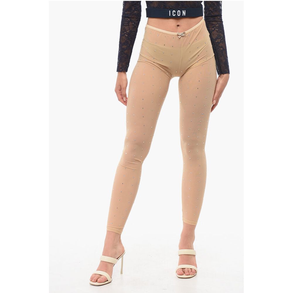 Dsquared² Nylon Sheer Collant with All-Over Rhinestones