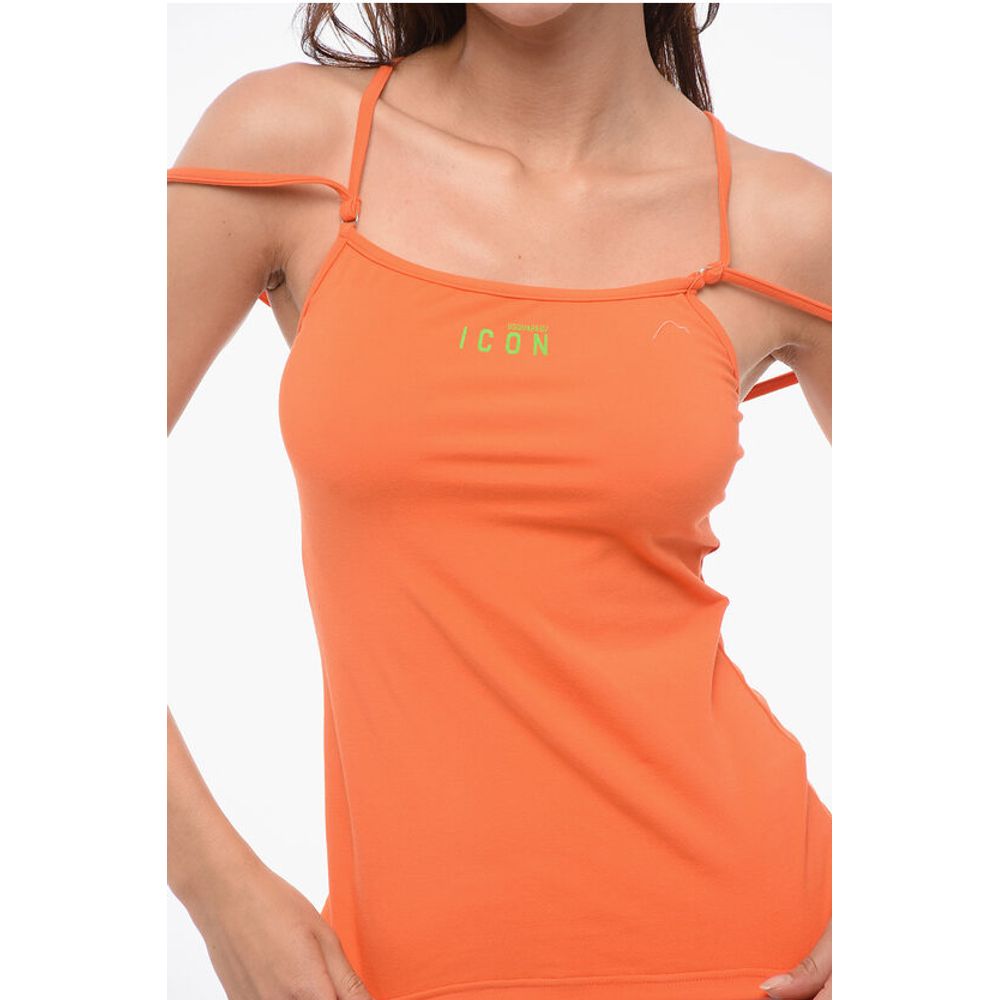 Dsquared² Cotton Blend ICON Tank Top with Criss Cross Straps - Image 3