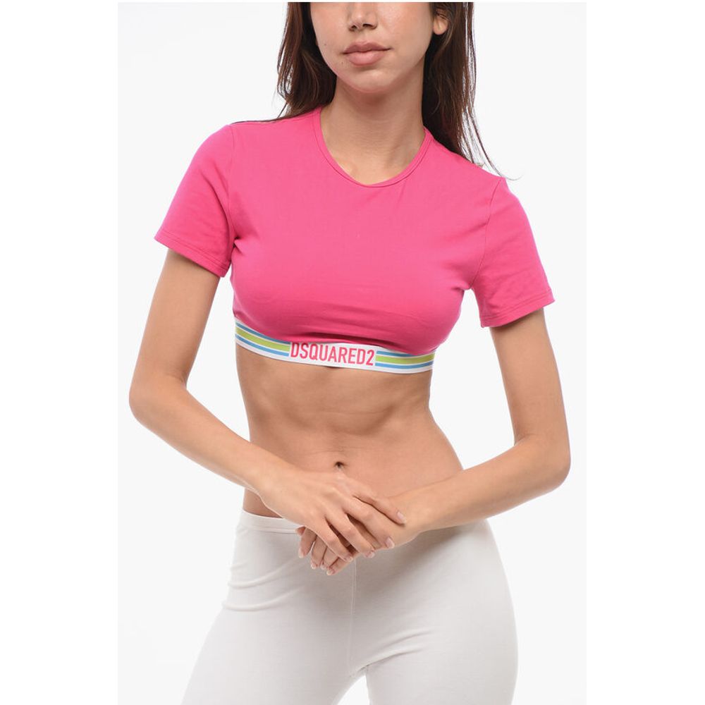 Dsquared² Crop Top with Logoed Elastic Band