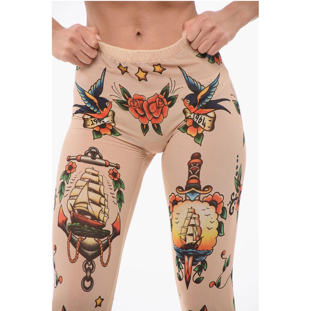 Dsquared² Tattoo Patterned Mesh Collant - Image 3