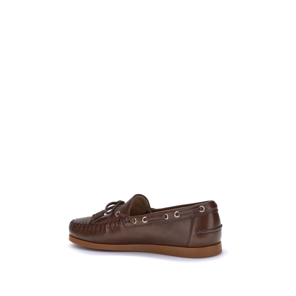 Valentino Garavani Brown Calf Leather Bos Taurus Slip-On Loafers - Image 3