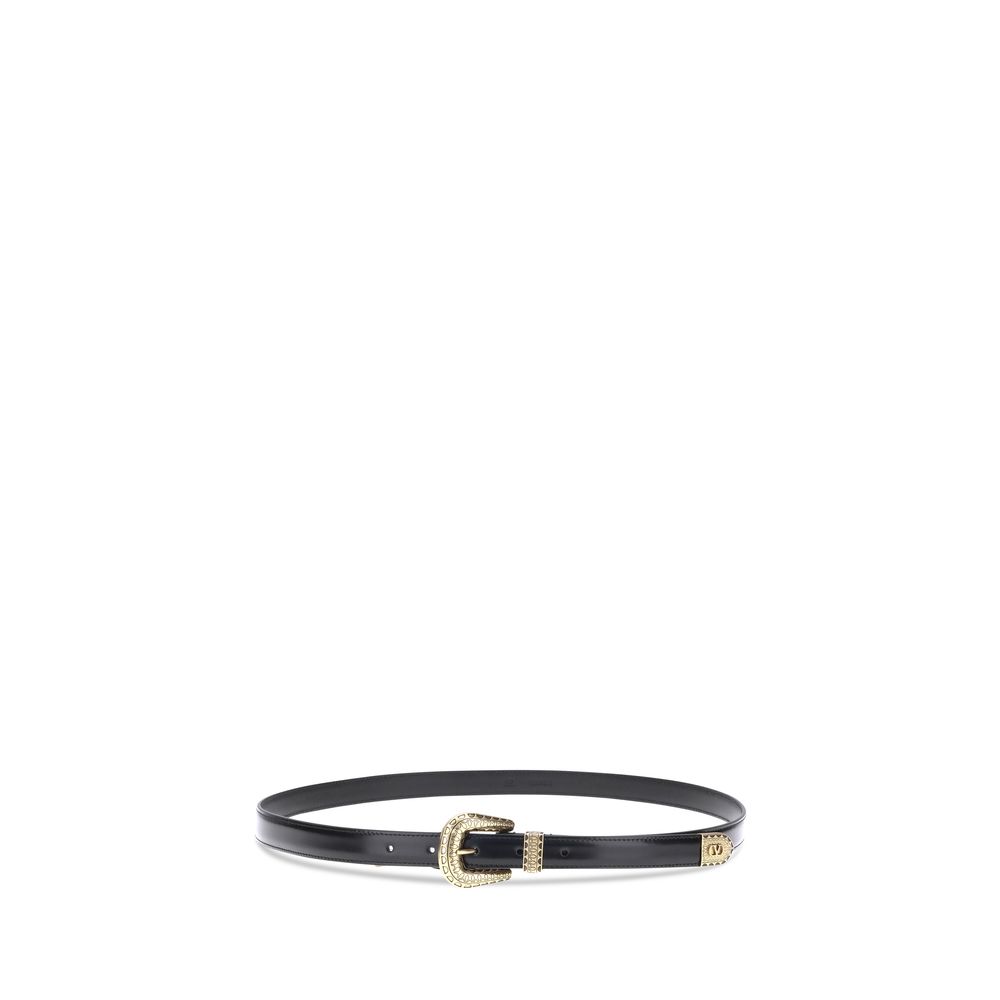 Valentino Garavani Black Calf Leather Bos Taurus Regular Belt - Image 2