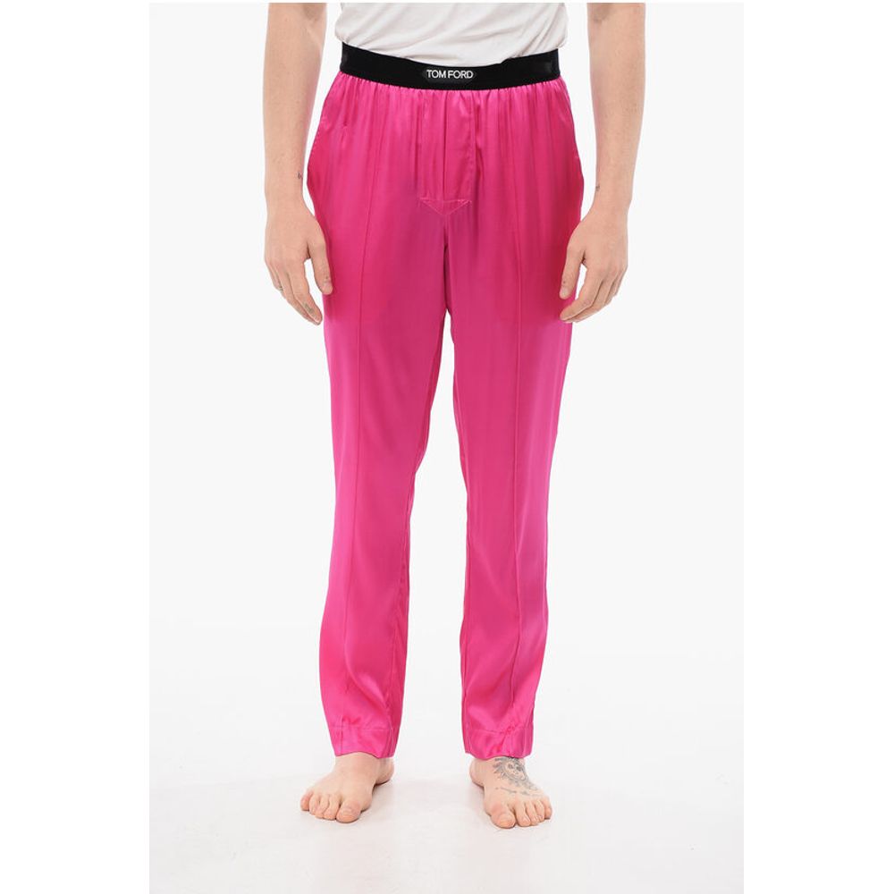 Tom Ford Silk Satin Pijama Pants with Velour Detail
