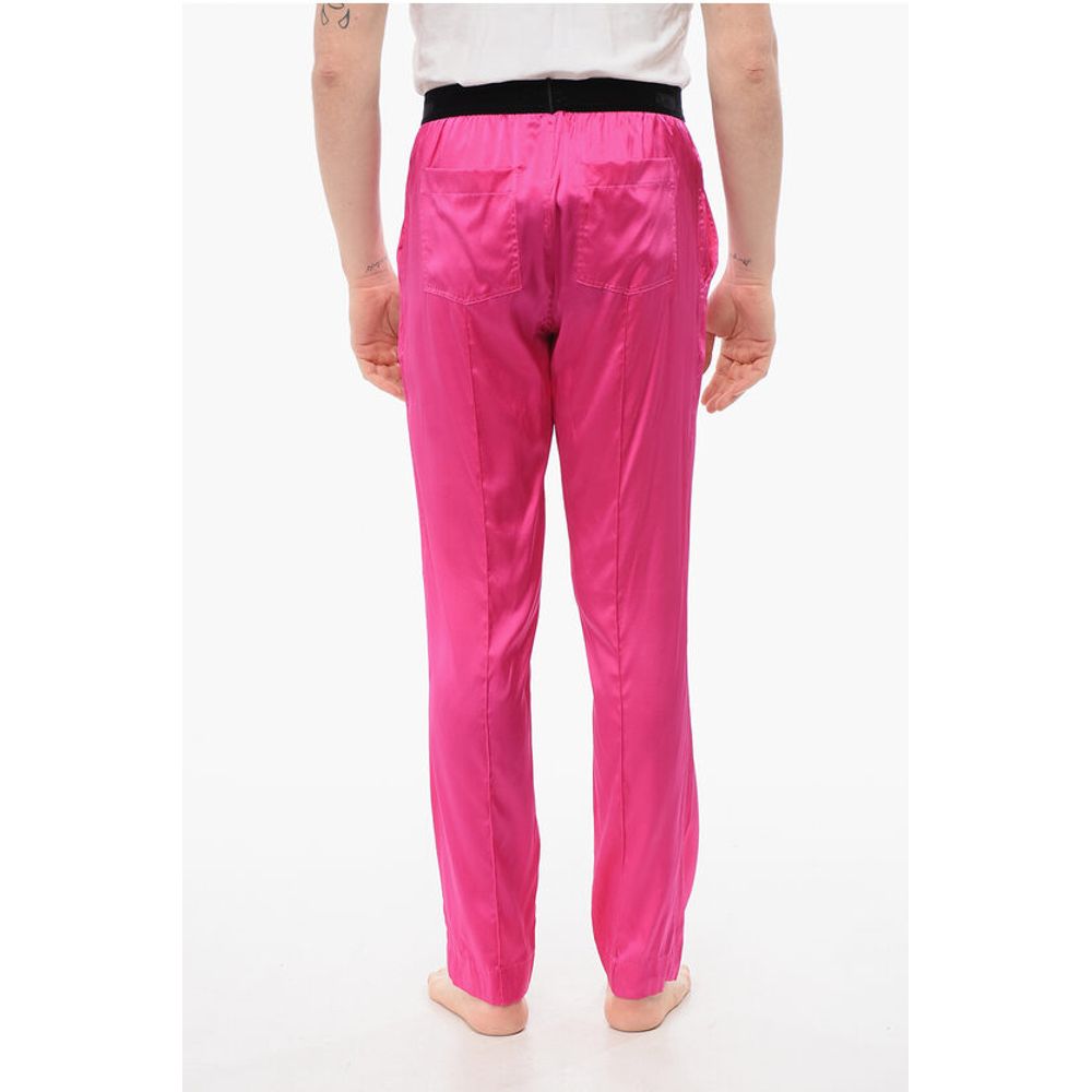 Tom Ford Silk Satin Pijama Pants with Velour Detail - Image 2
