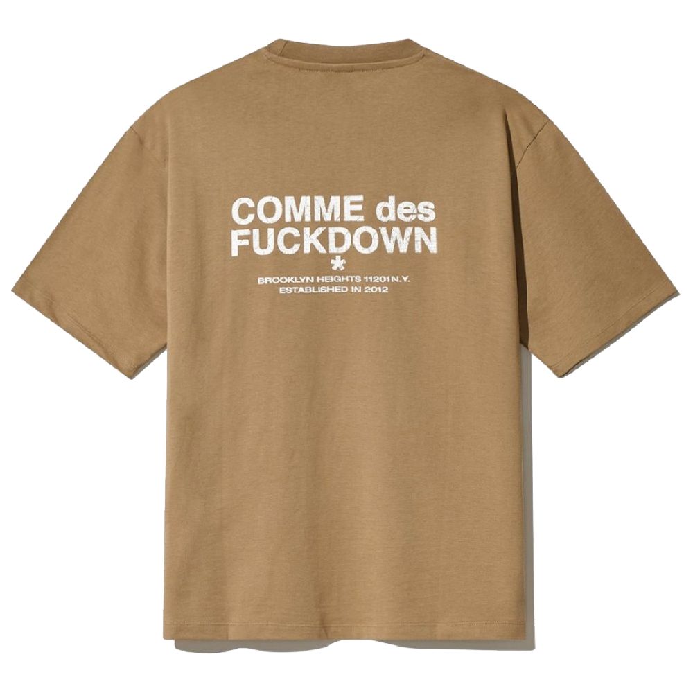 Comme Des Fuckdown Brown Cotton T-Shirt - Image 2