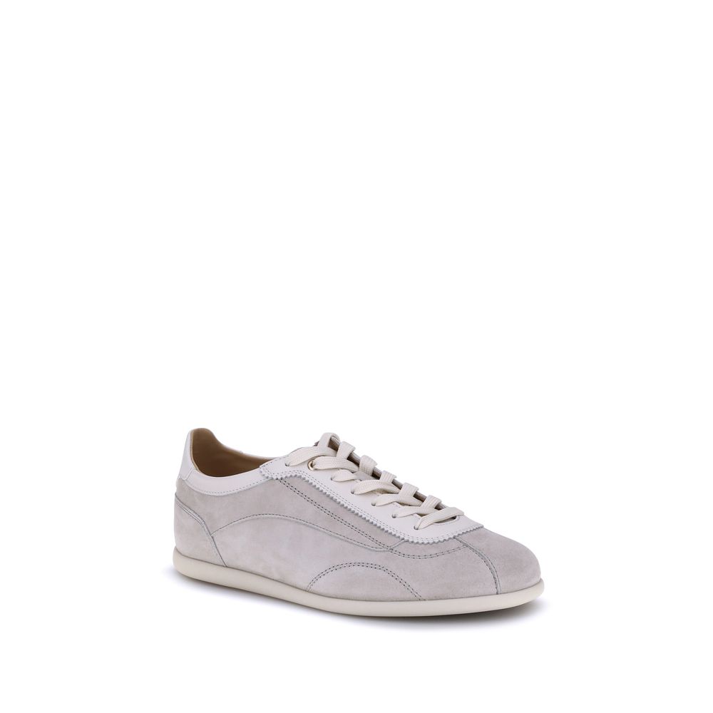 Brunello Cucinelli Gray Calf Leather Bos Taurus Low Top Sneakers - Image 2