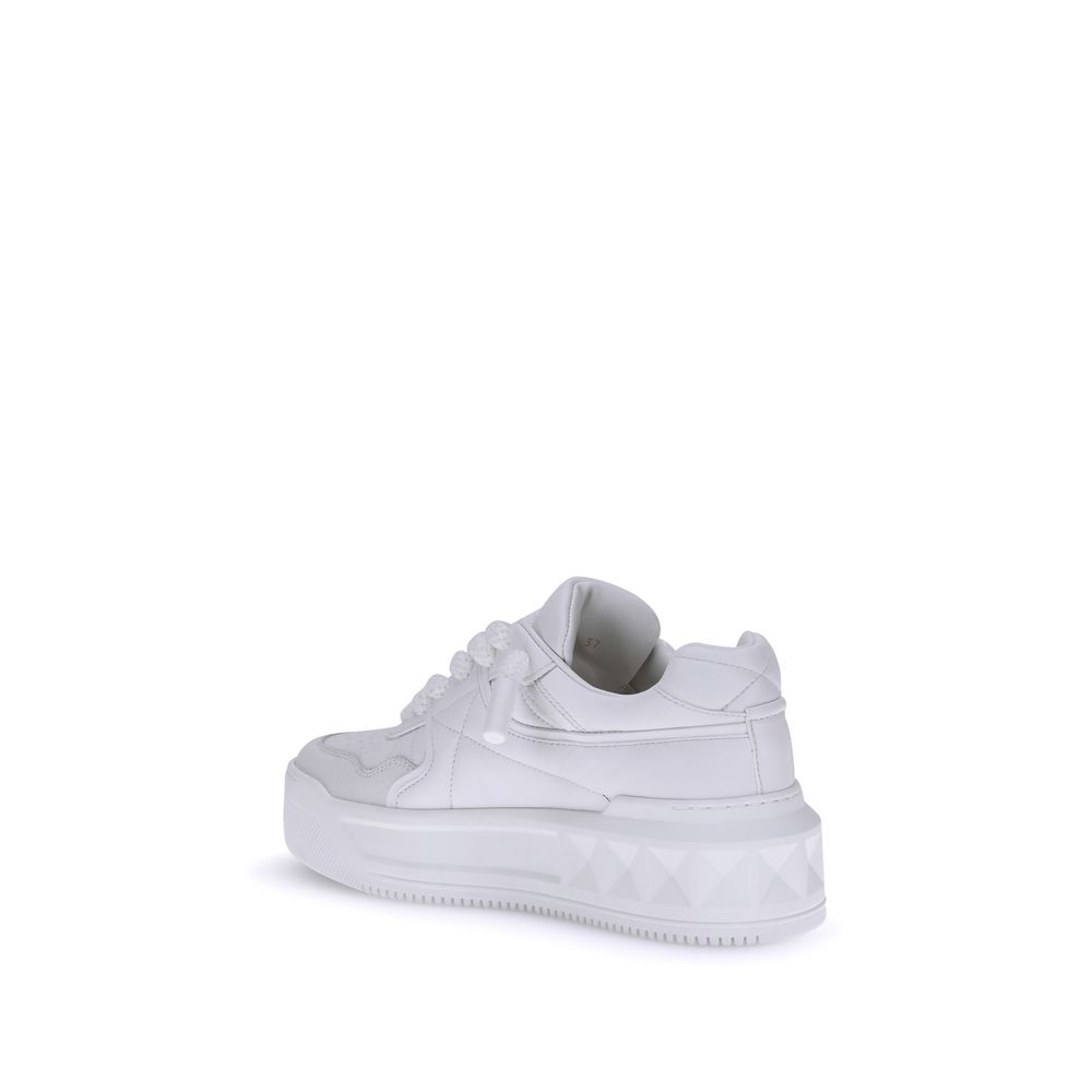 Valentino Garavani White Calf Leather Bos Taurus Chunky Sneakers - Image 3