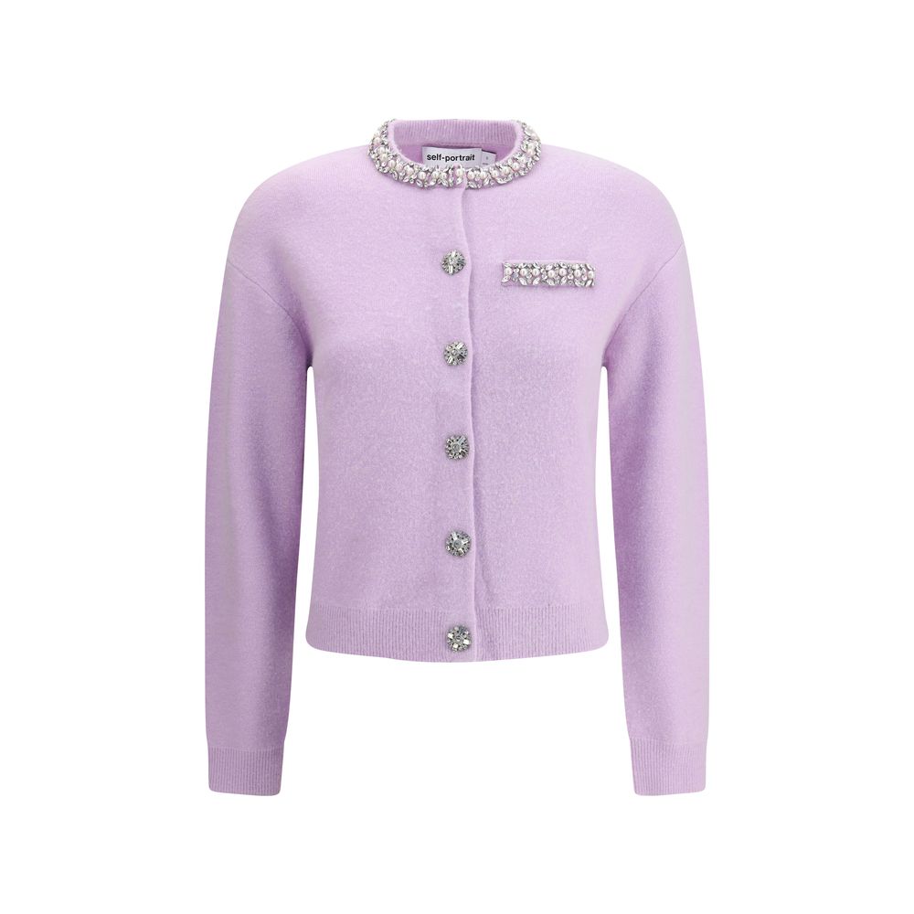 Self-Portrait Purple Viscose Cardigan
