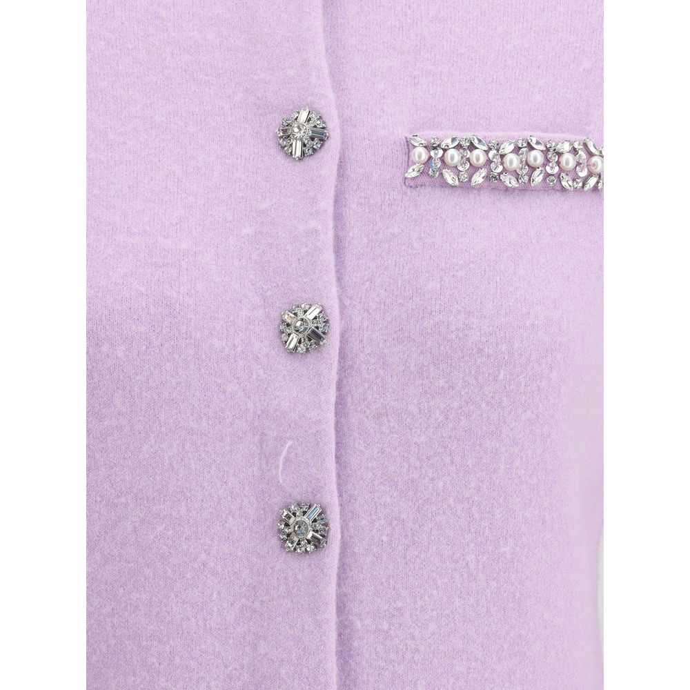 Self-Portrait Purple Viscose Cardigan - Image 3