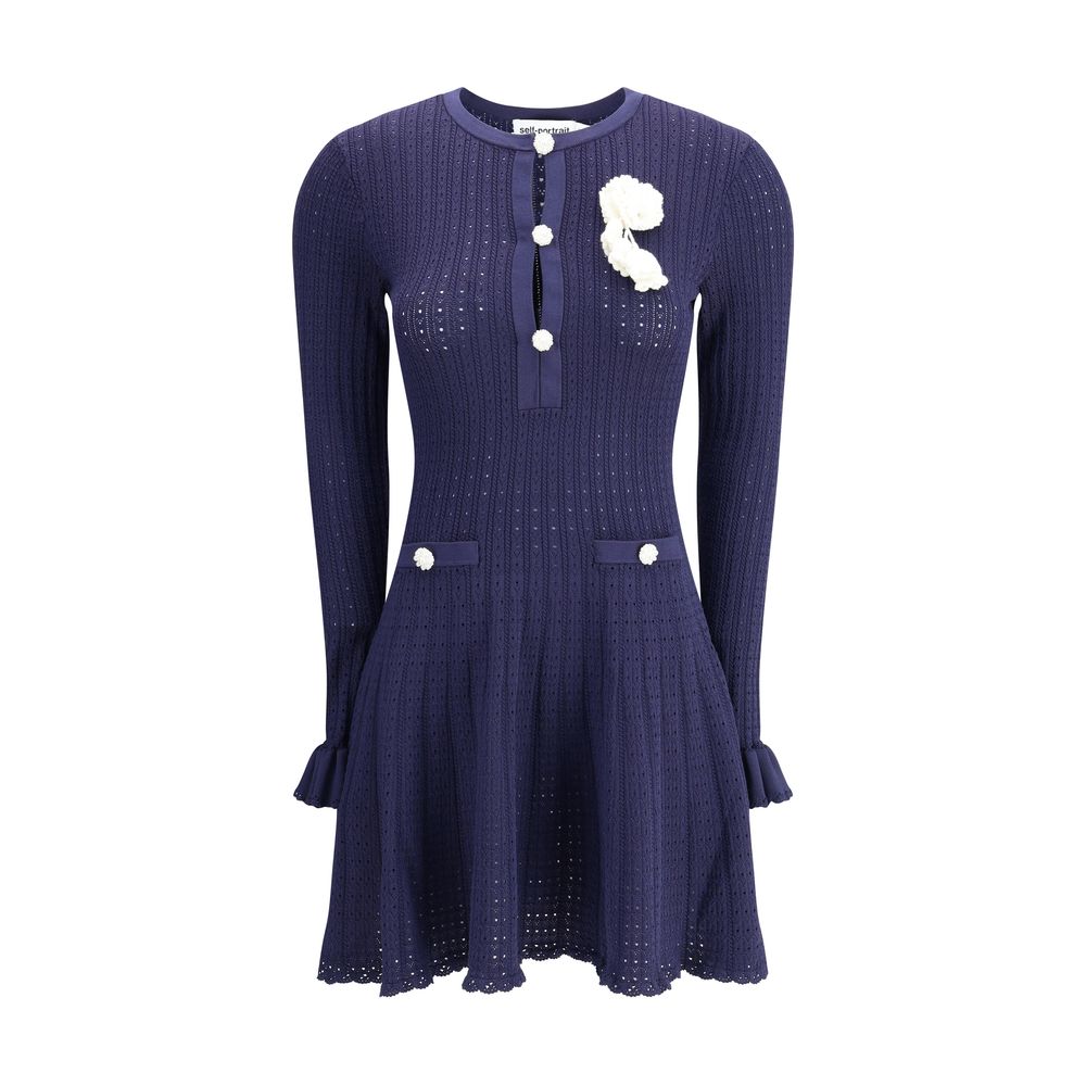 Self-Portrait Knit short pointelle Dress