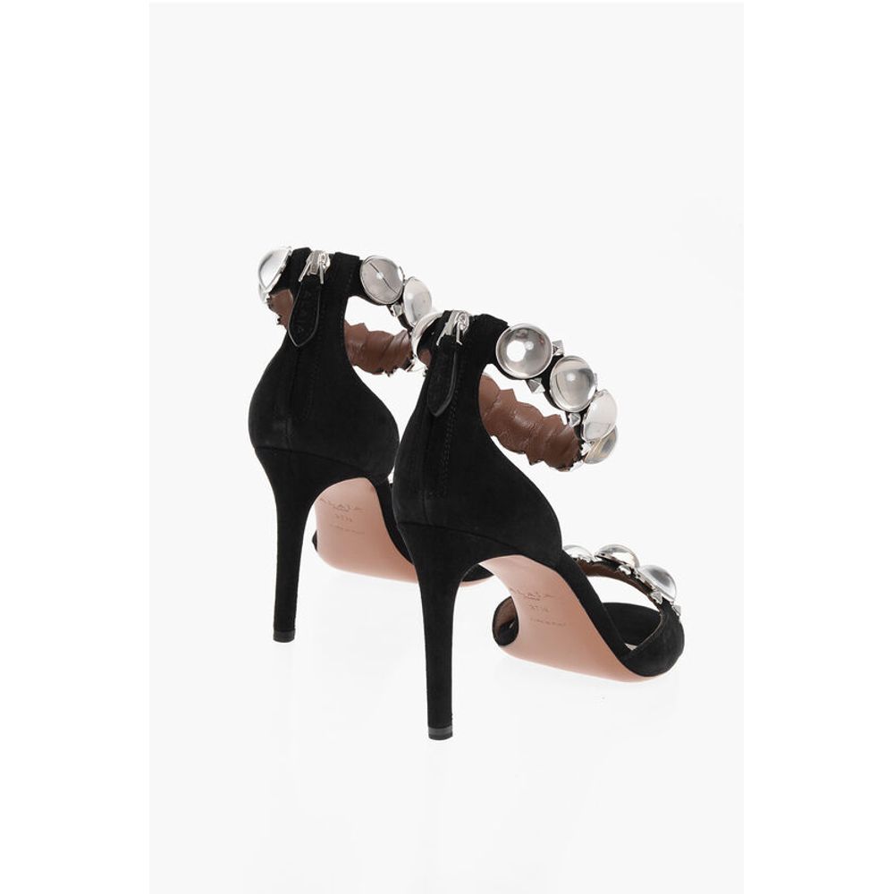 Alaïa Rhinestoned LA BOMBE Suede Sandals 9cm - Image 2