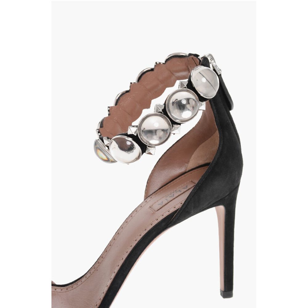 Alaïa Rhinestoned LA BOMBE Suede Sandals 9cm - Image 5