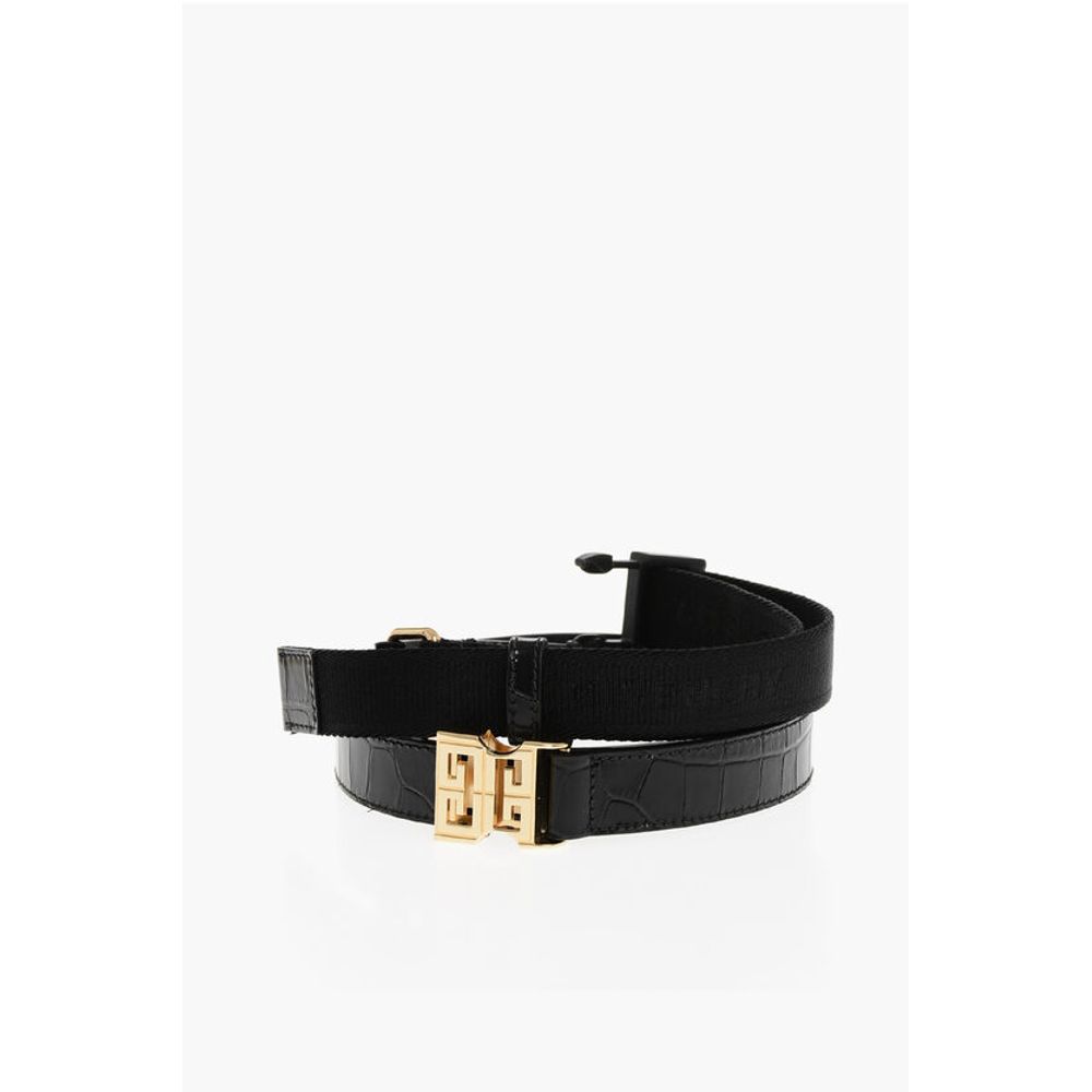Givenchy Embossed Leather RELEASE BUCKLE Belt with Crocodile Effect 2