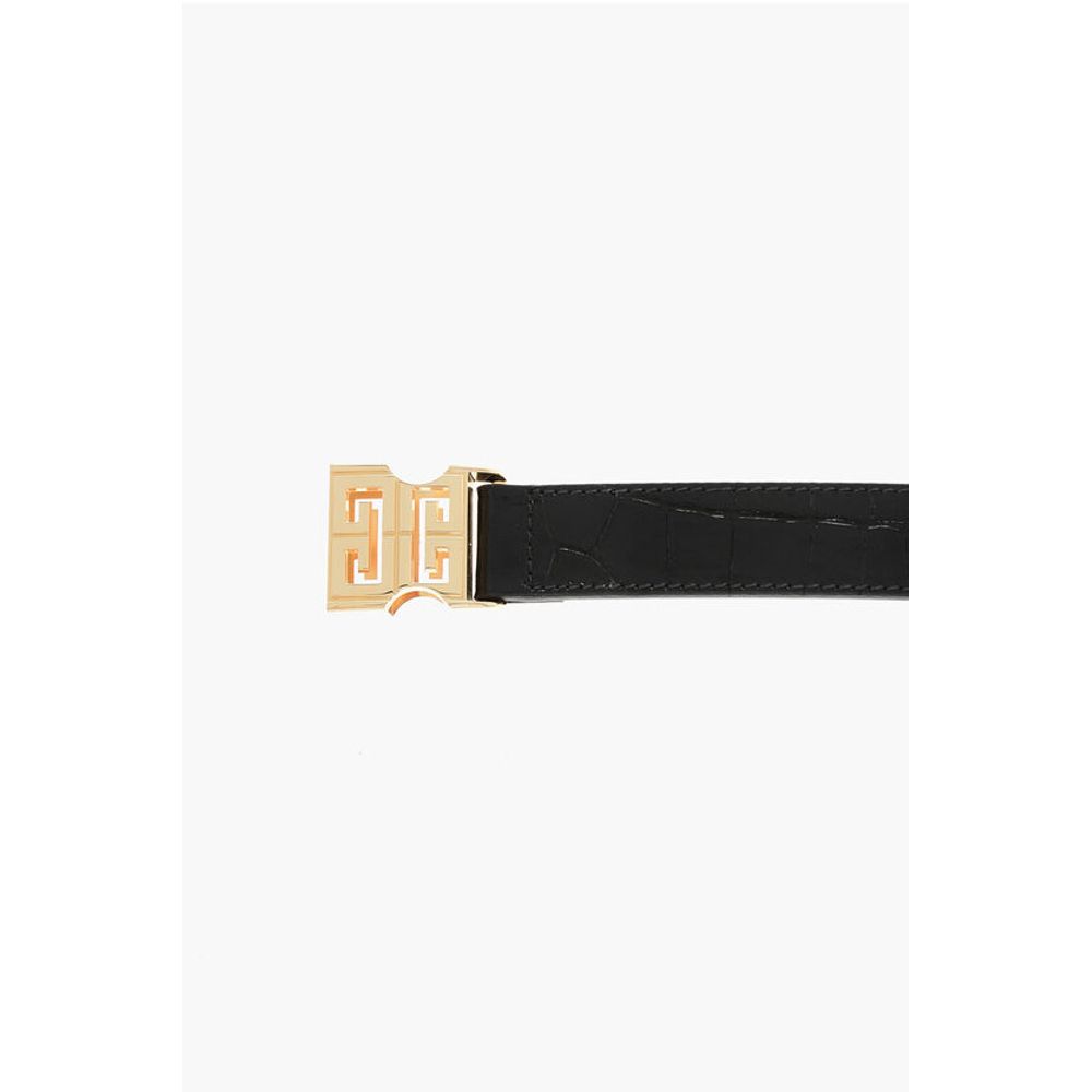 Givenchy Embossed Leather RELEASE BUCKLE Belt with Crocodile Effect 2 - Image 2