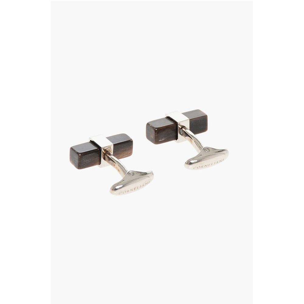Corneliani Brass Cufflinks with Horn Detail - Image 2