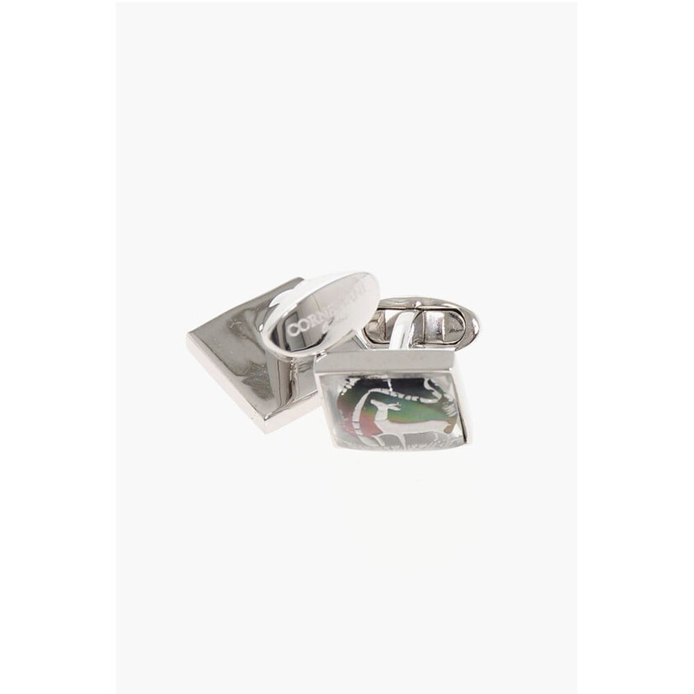 Corneliani Brass Cufflinks with Mother of Pearl Detail - Image 3