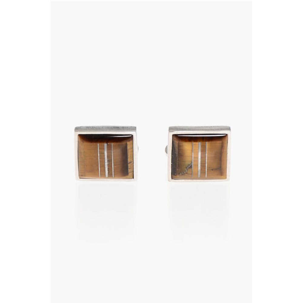 Corneliani Squared Brass Cufflinks with Mother of Pearl Detail
