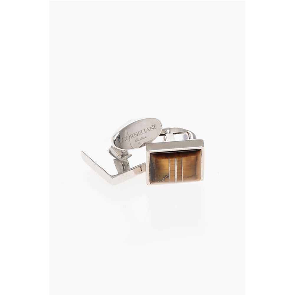 Corneliani Squared Brass Cufflinks with Mother of Pearl Detail - Image 3