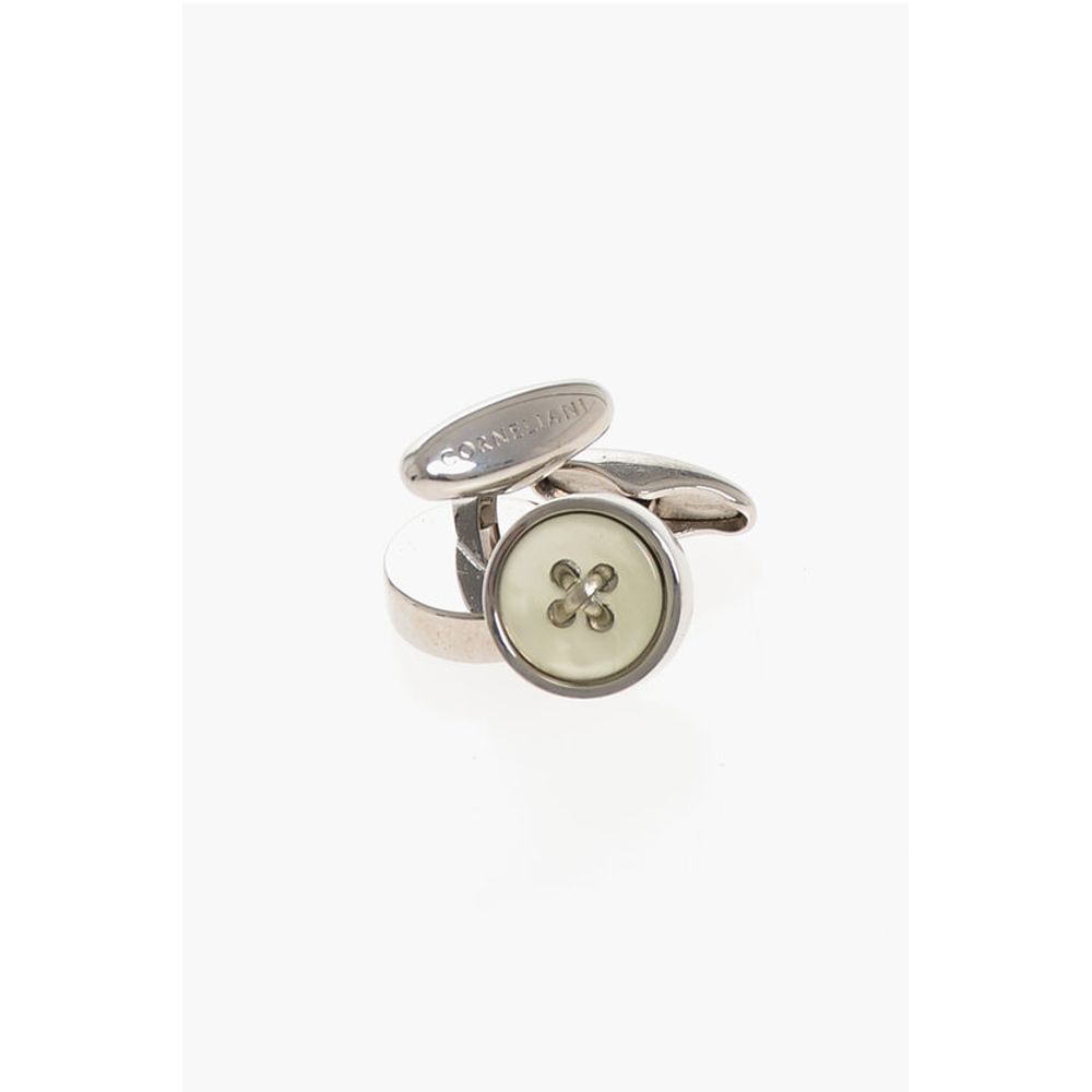 Corneliani Brass BUTTON Cufflinks with Mother of Pearl Detail - Image 3