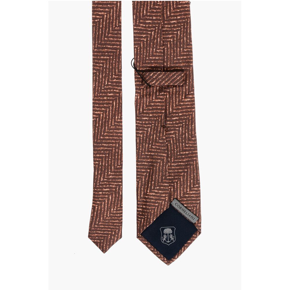 Corneliani Herringbone Patterned Silk Tie - Image 3