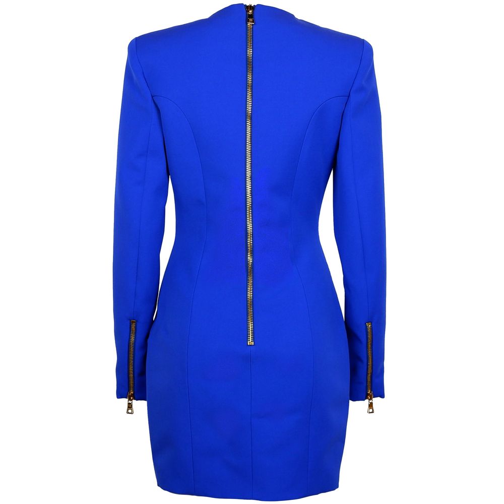 Balmain Blue Wool Dress - Image 2