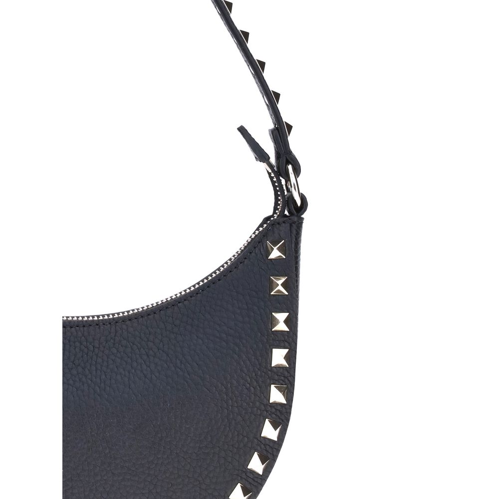 Valentino Garavani Black Calf Leather Bos Taurus Shoulder Bag - Image 4