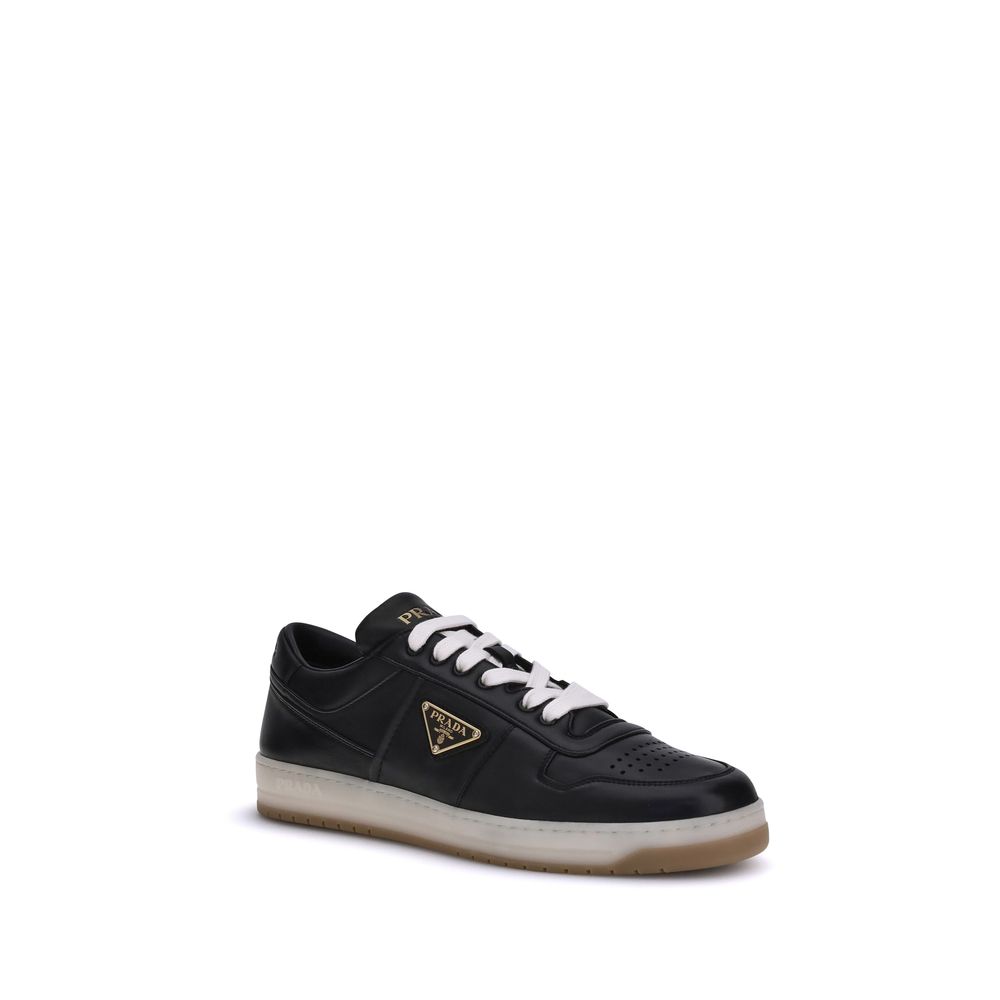 Prada Black Calf Leather Bos Taurus Low Top Sneakers - Image 2