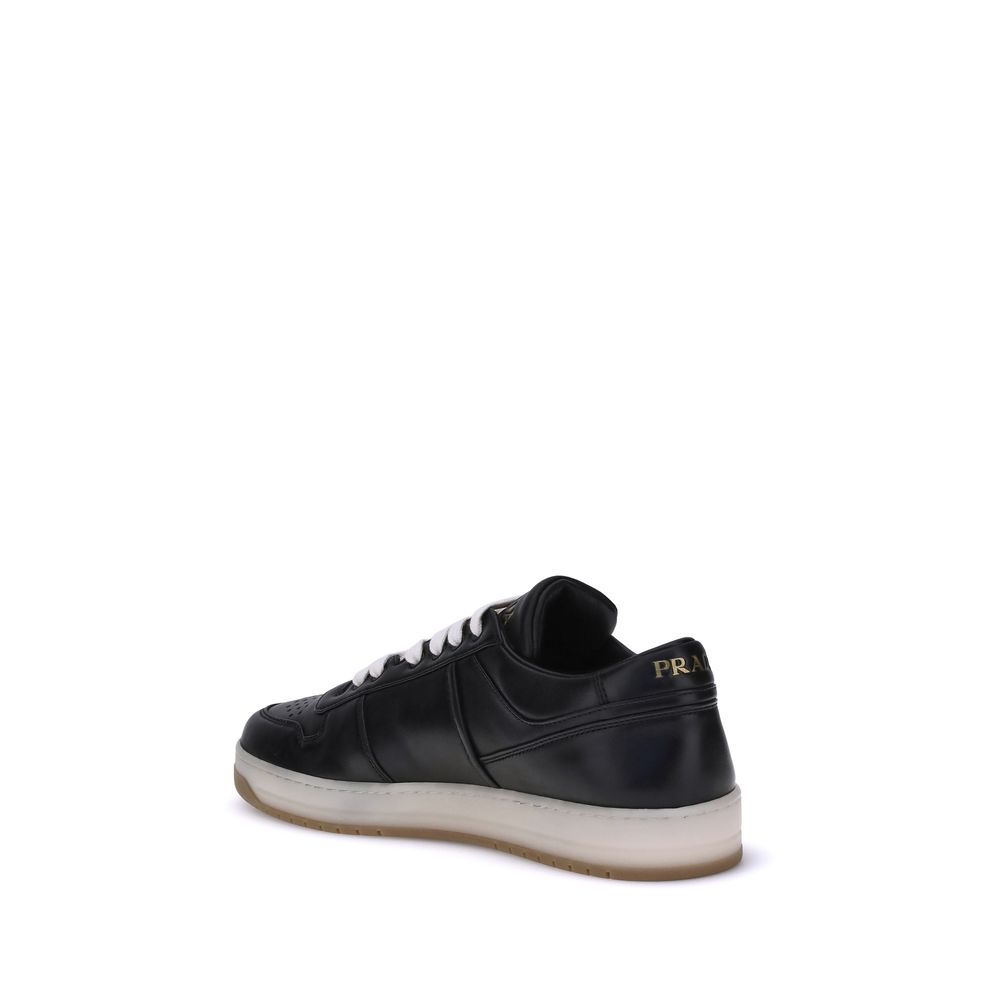 Prada Black Calf Leather Bos Taurus Low Top Sneakers - Image 3