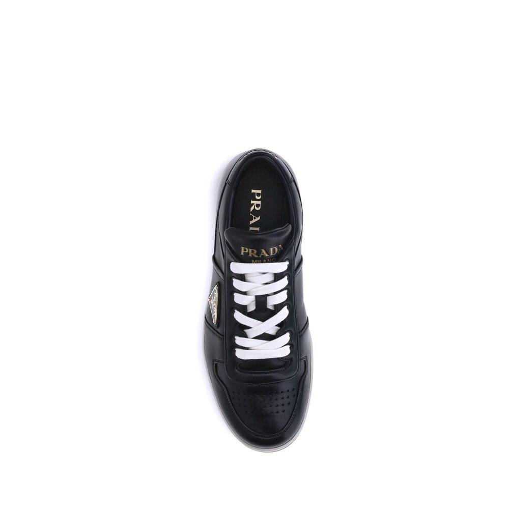 Prada Black Calf Leather Bos Taurus Low Top Sneakers - Image 4
