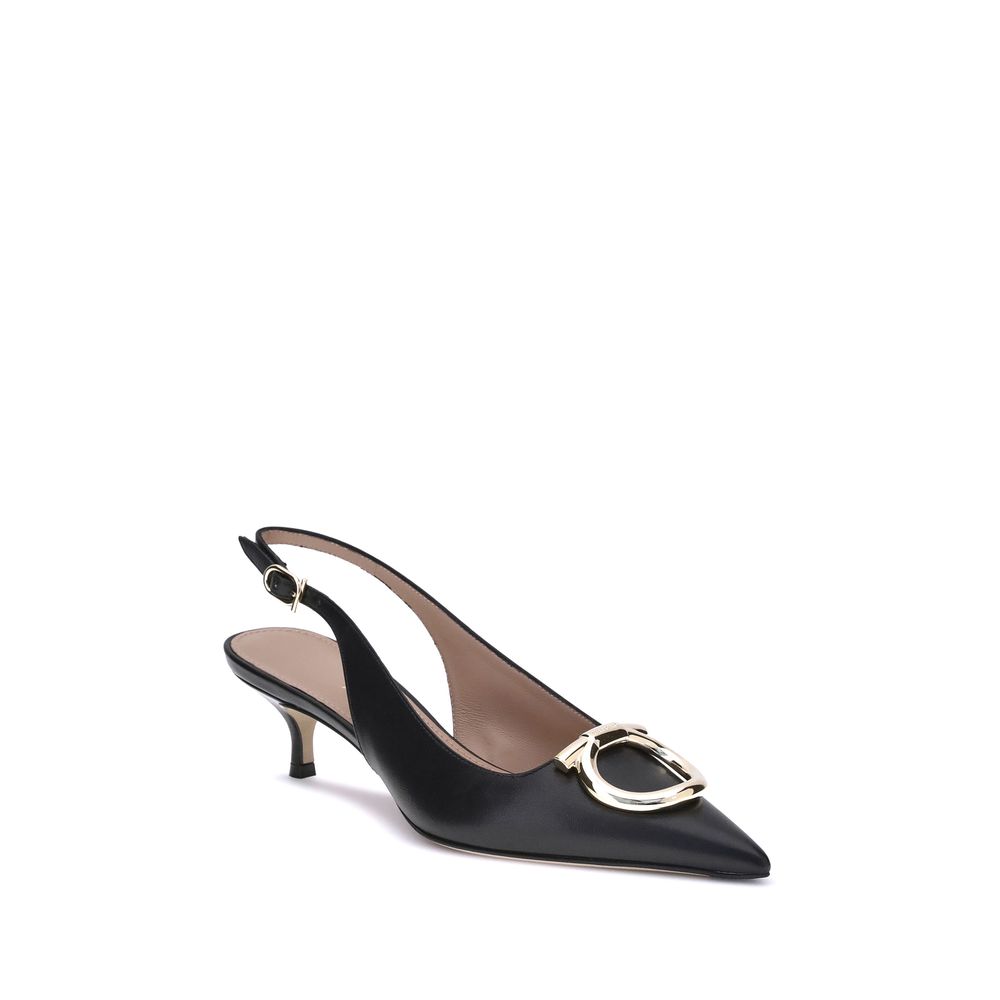 Ferragamo Black Calf Leather Bos Taurus High Heel Pumps - Image 2