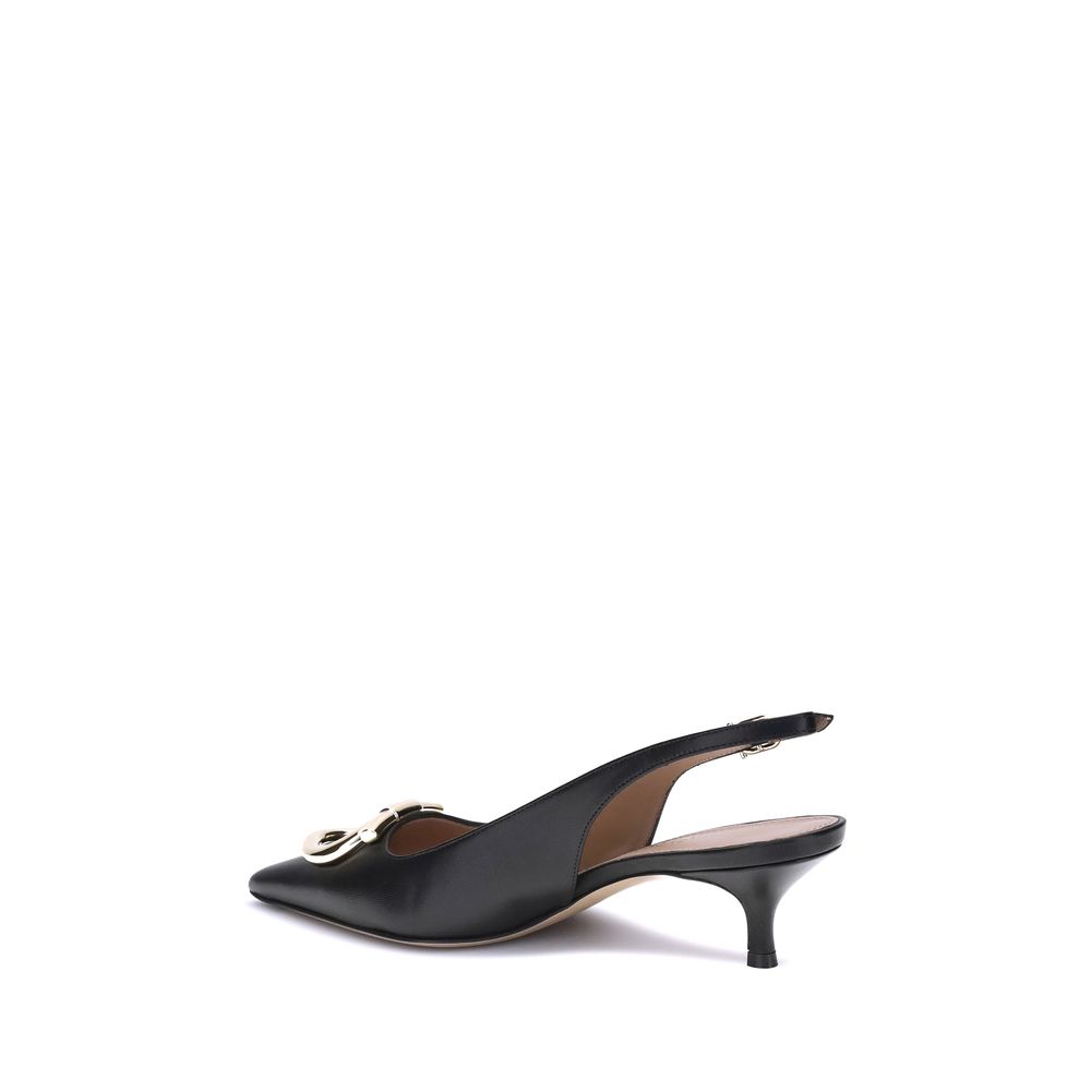 Ferragamo Black Calf Leather Bos Taurus High Heel Pumps - Image 3
