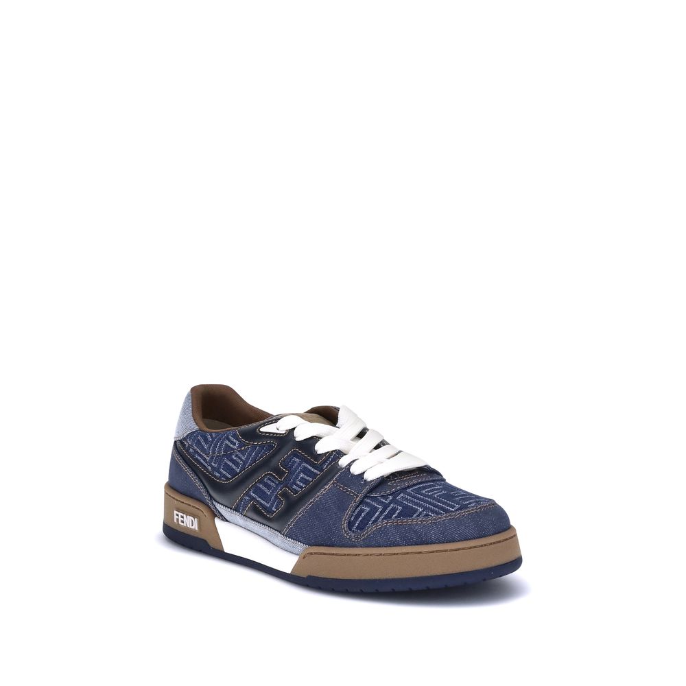 Fendi Blue Cotton Low Top Sneakers - Image 2