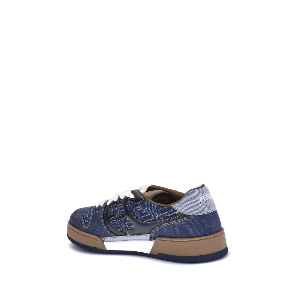 Fendi Blue Cotton Low Top Sneakers - Image 3