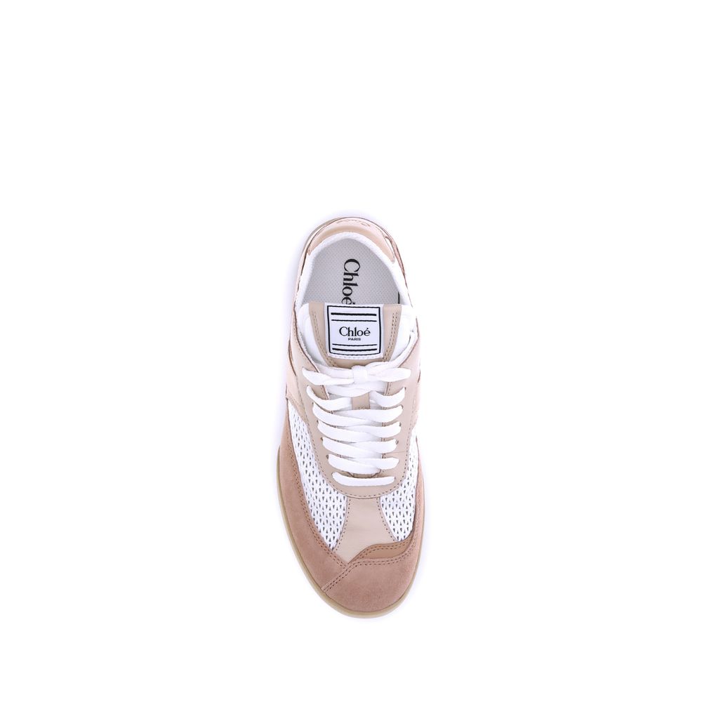 Chloé Beige Calf Leather Bos Taurus Low Top Sneakers - Image 4