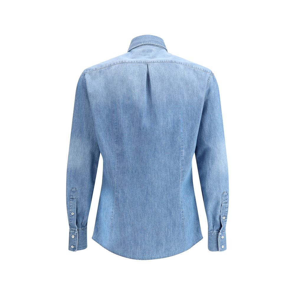 Brunello Cucinelli Light Blue Denim Shirt - Image 2