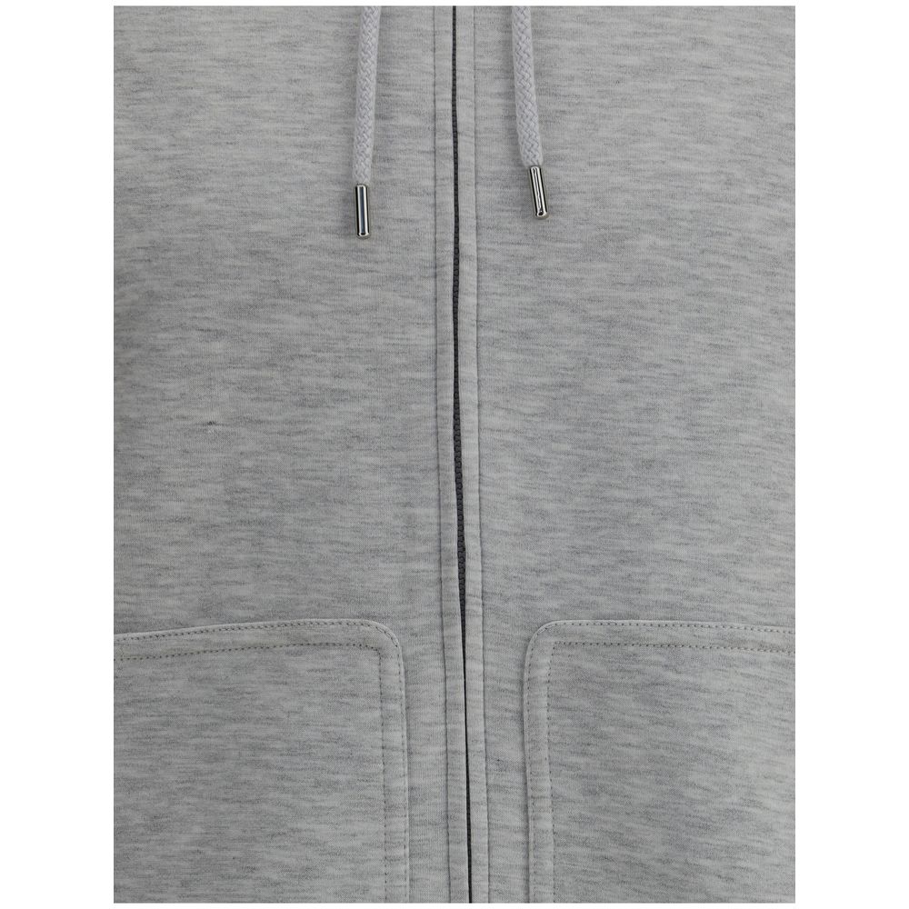 Brunello Cucinelli Gray Cotton Hoodie - Image 3