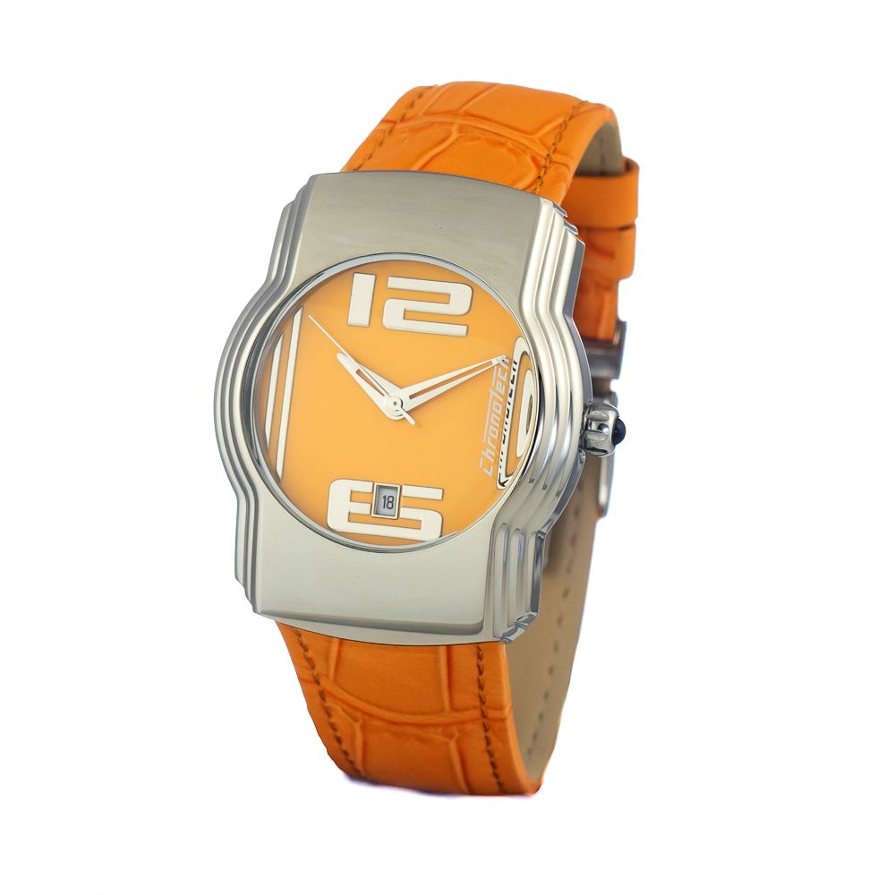 Chronotech Orange Leather Dress Watch - Image 2