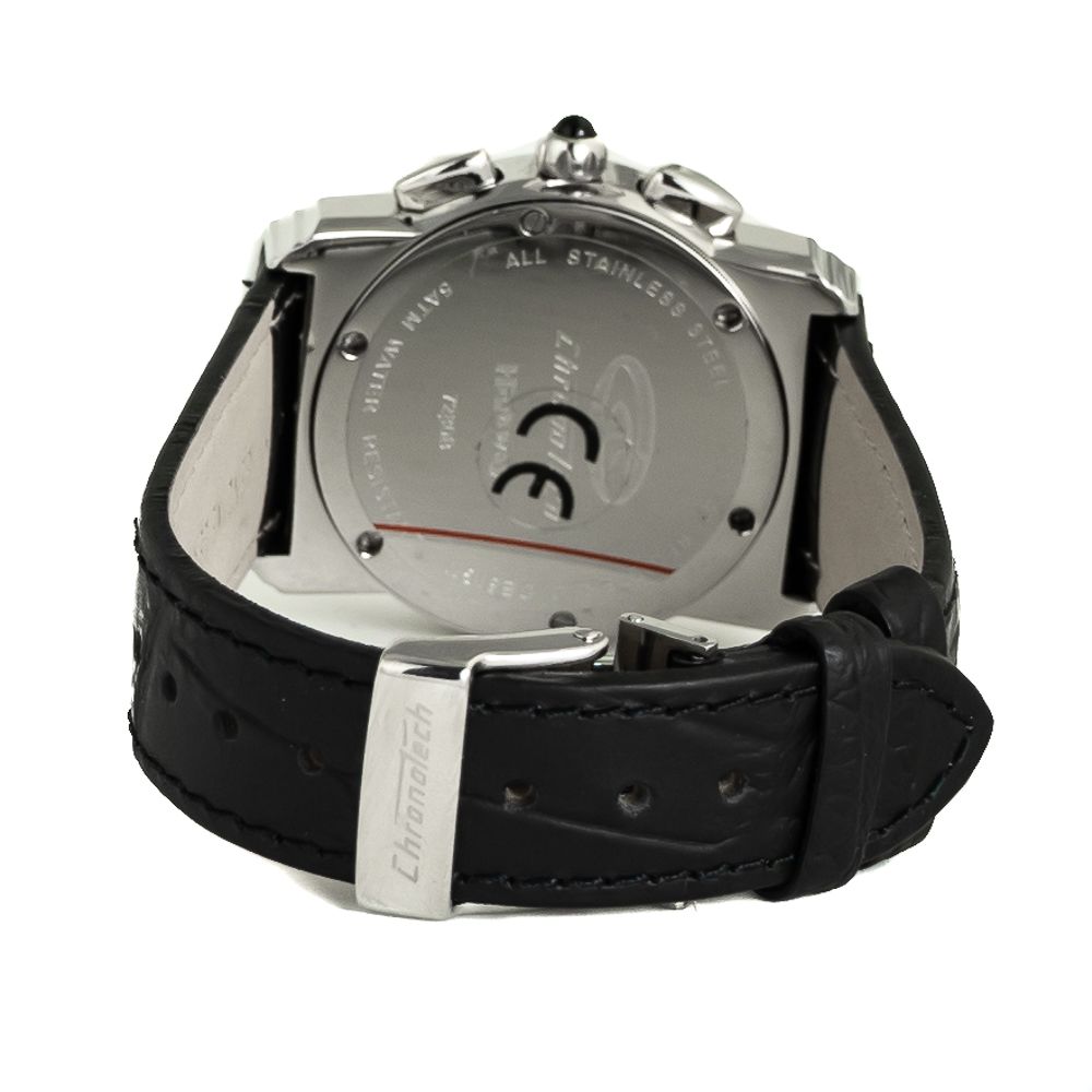 Chronotech Black Leather Watch - Image 2