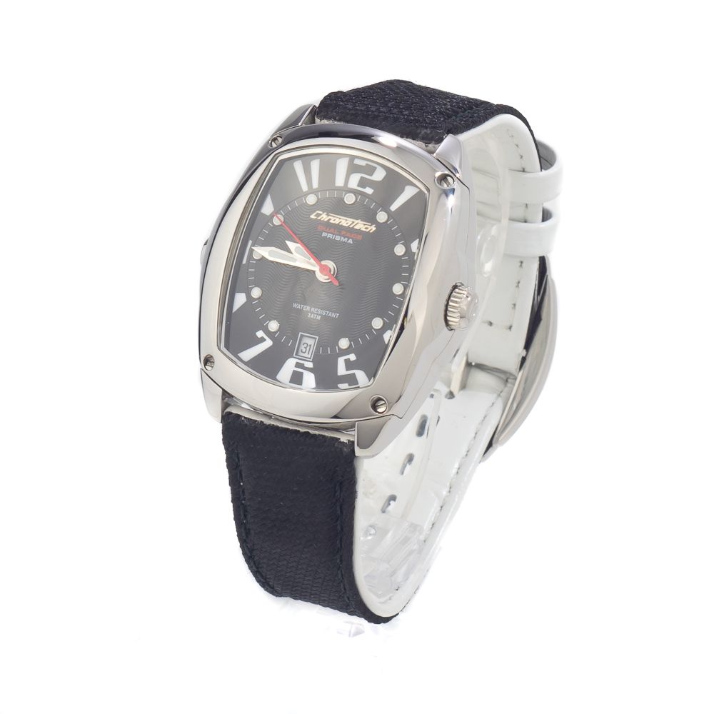 Chronotech Black Leather Watch - Image 2