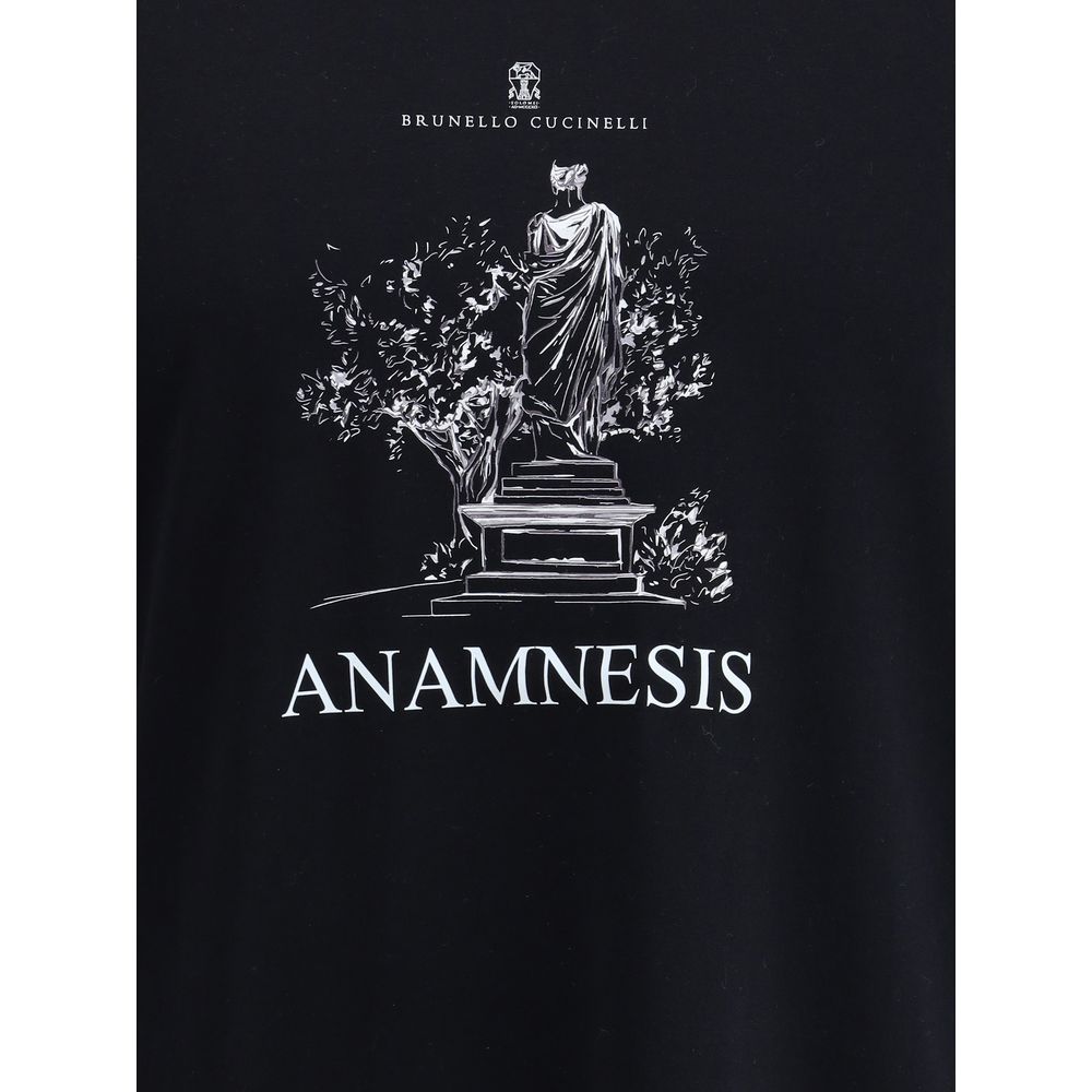 Brunello Cucinelli Black Cotton T-Shirt - Image 3