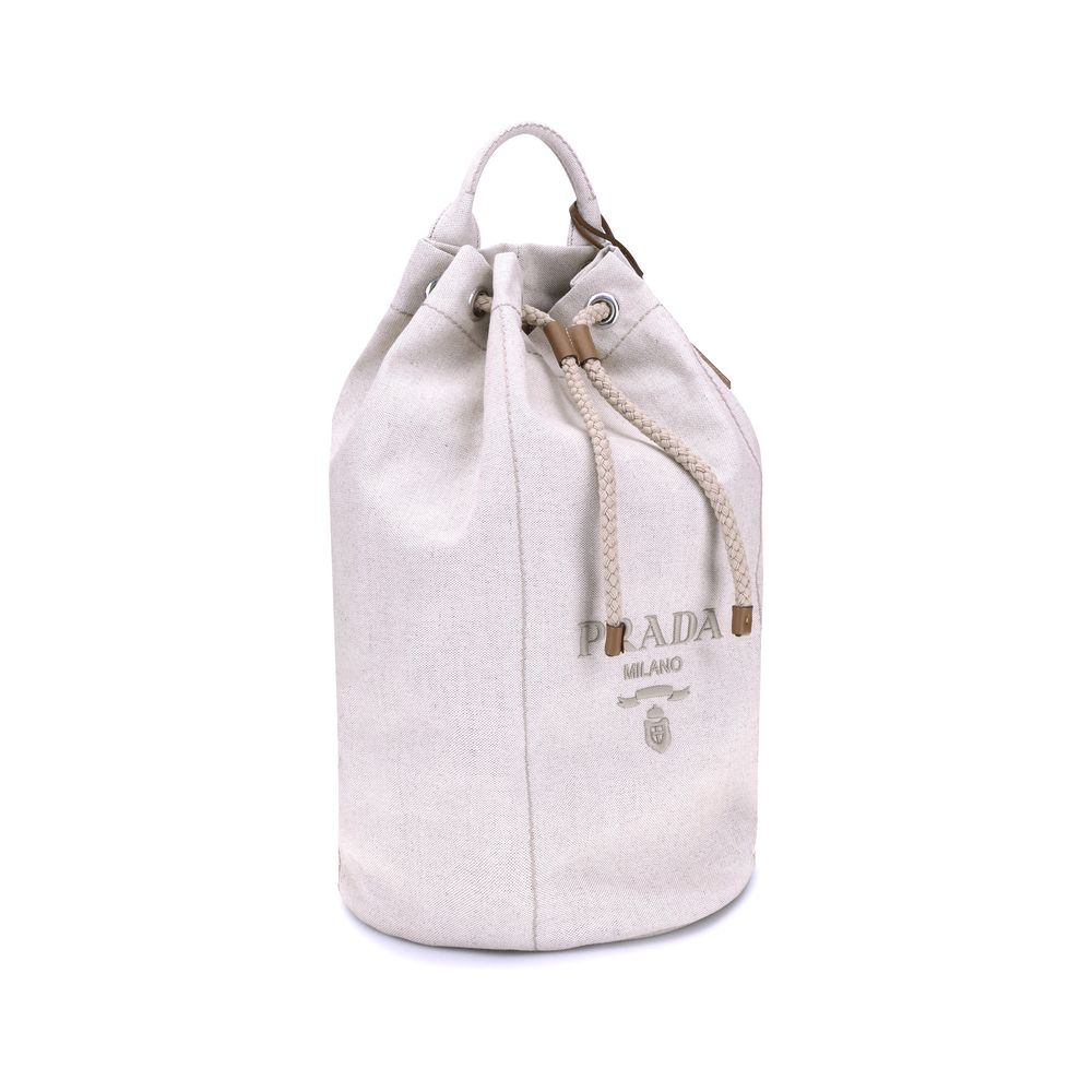 Prada Linen Bucket Bag - Image 2