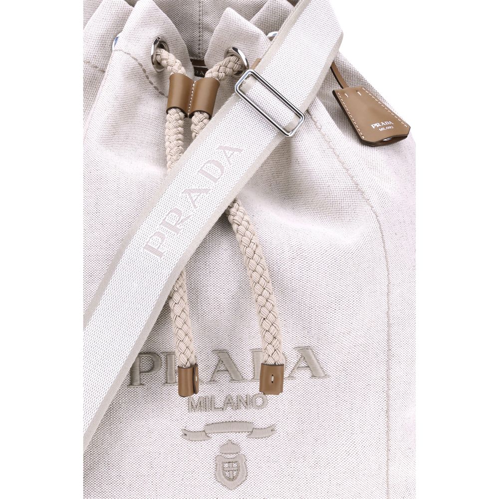 Prada Linen Bucket Bag - Image 4