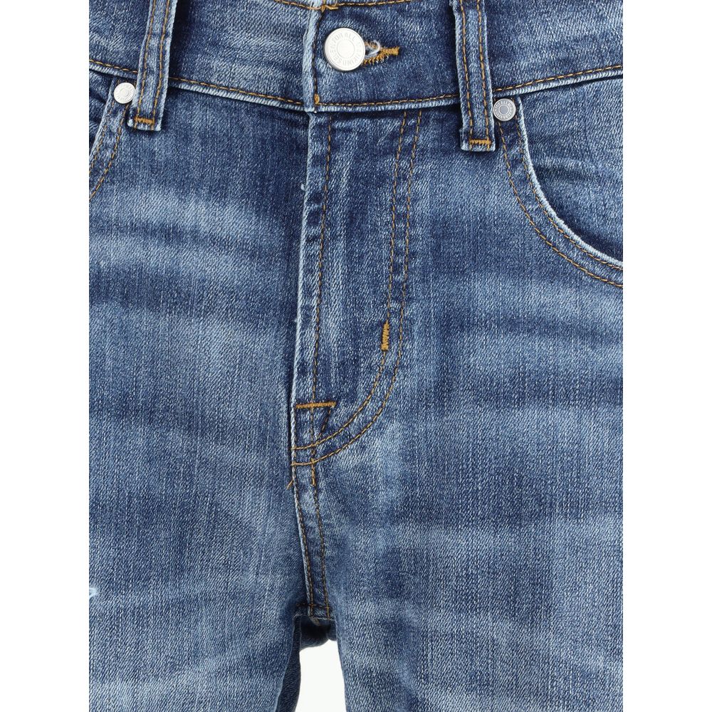 7FOR Blue Cotton Straight-Leg Jeans - Image 3