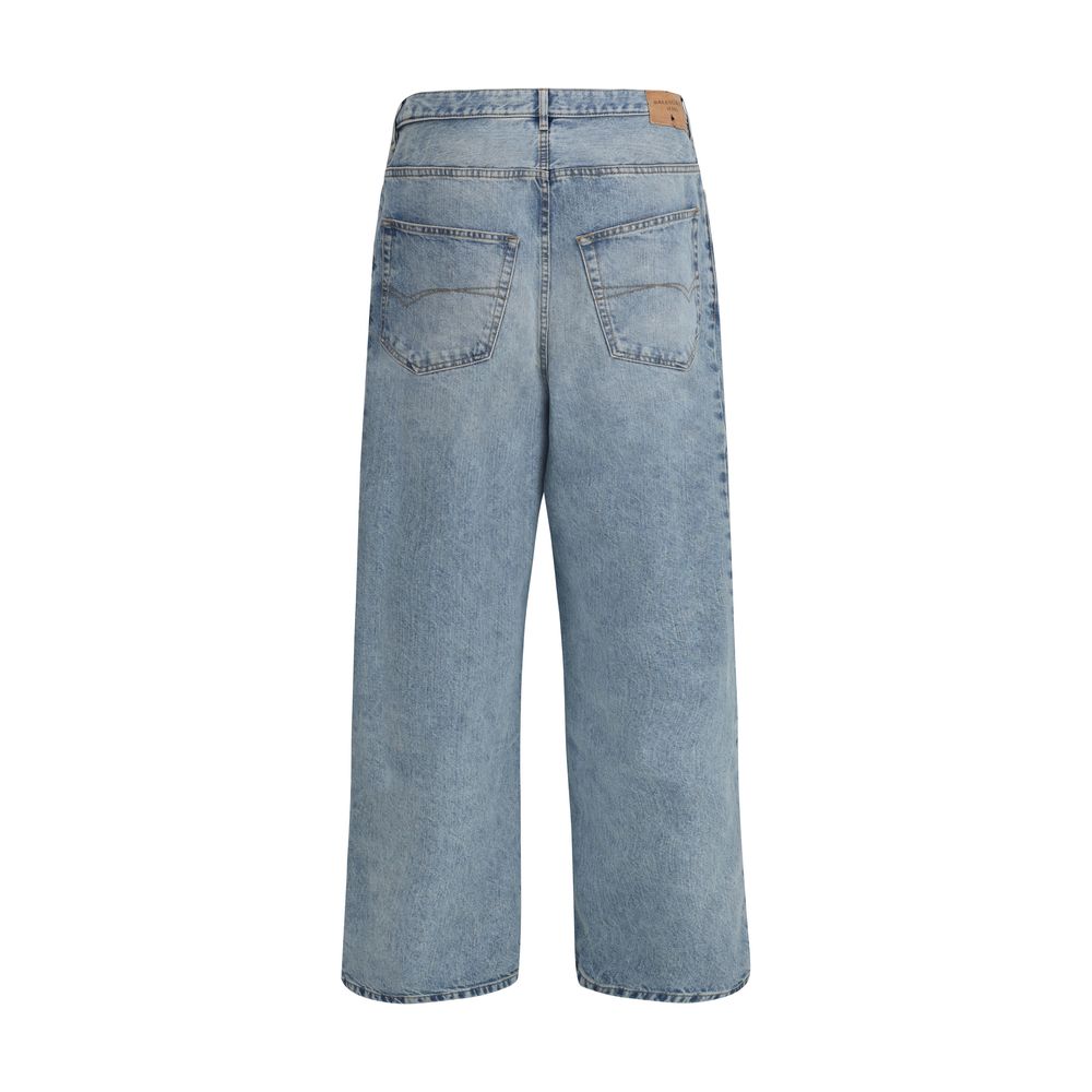 Balenciaga Light Blue Cotton Relaxed Fit Jeans - Image 2