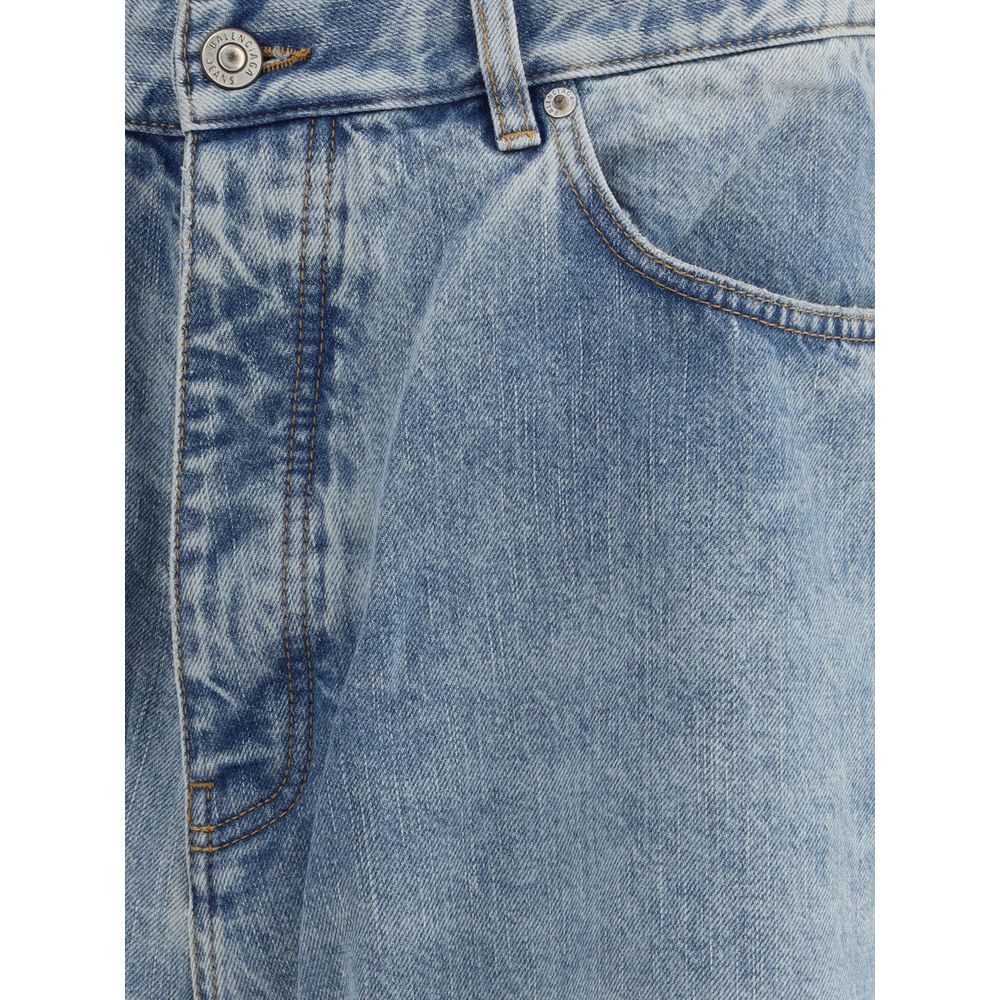 Balenciaga Light Blue Cotton Relaxed Fit Jeans - Image 3