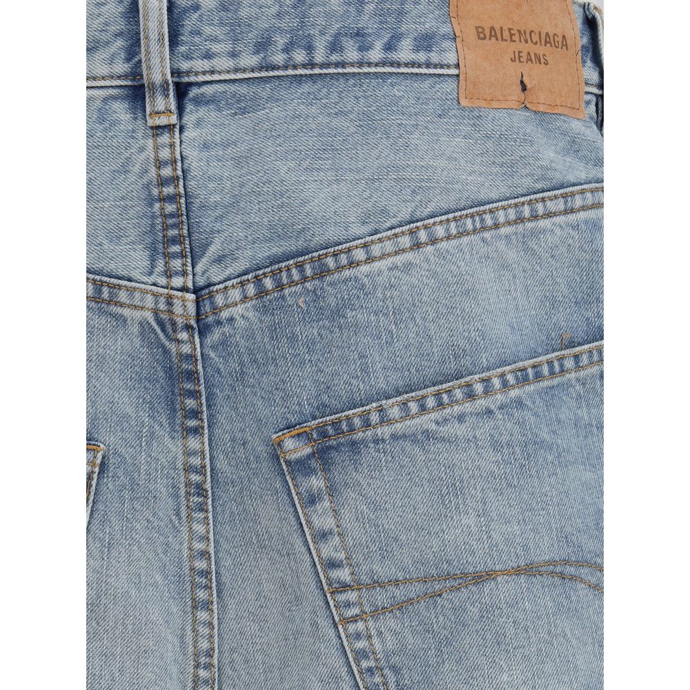 Balenciaga Light Blue Cotton Relaxed Fit Jeans - Image 4