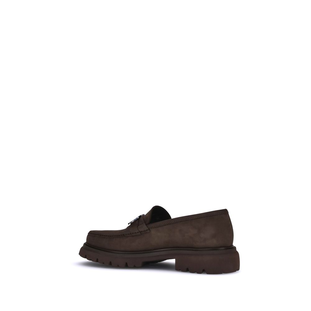 Ferragamo Brown Calf Leather Bos Taurus Slip-On Loafers - Image 3