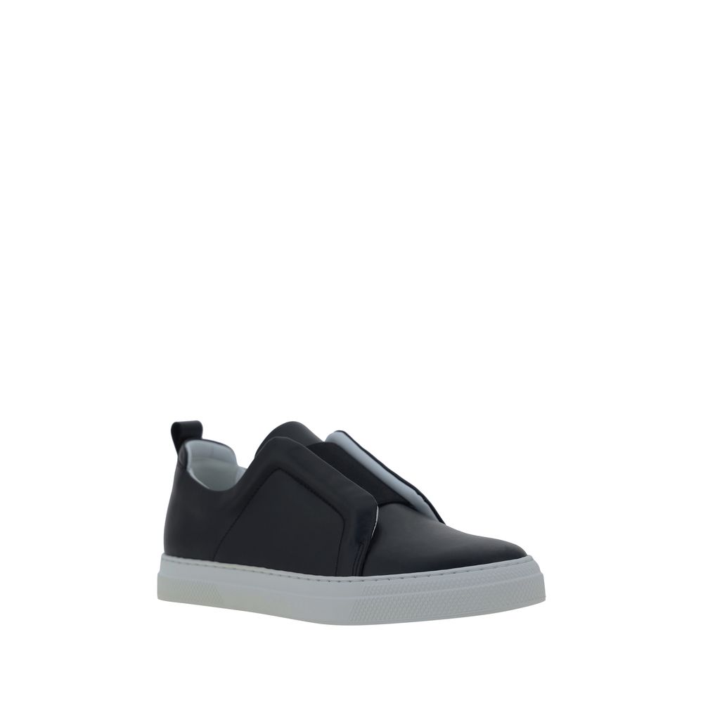 Pierre Hardy Black Calf Leather Bos Taurus Low Top Sneakers - Image 2
